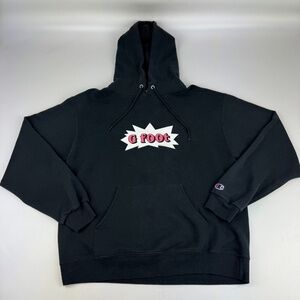 Vintage Y2K G FOOT by GORILLAZ Champion Mens Size M Hoodie Sweatshirt Black